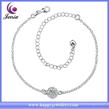 Factory direct price white zircon 925 silver plated fashion fancy anklet ( CA033-A)